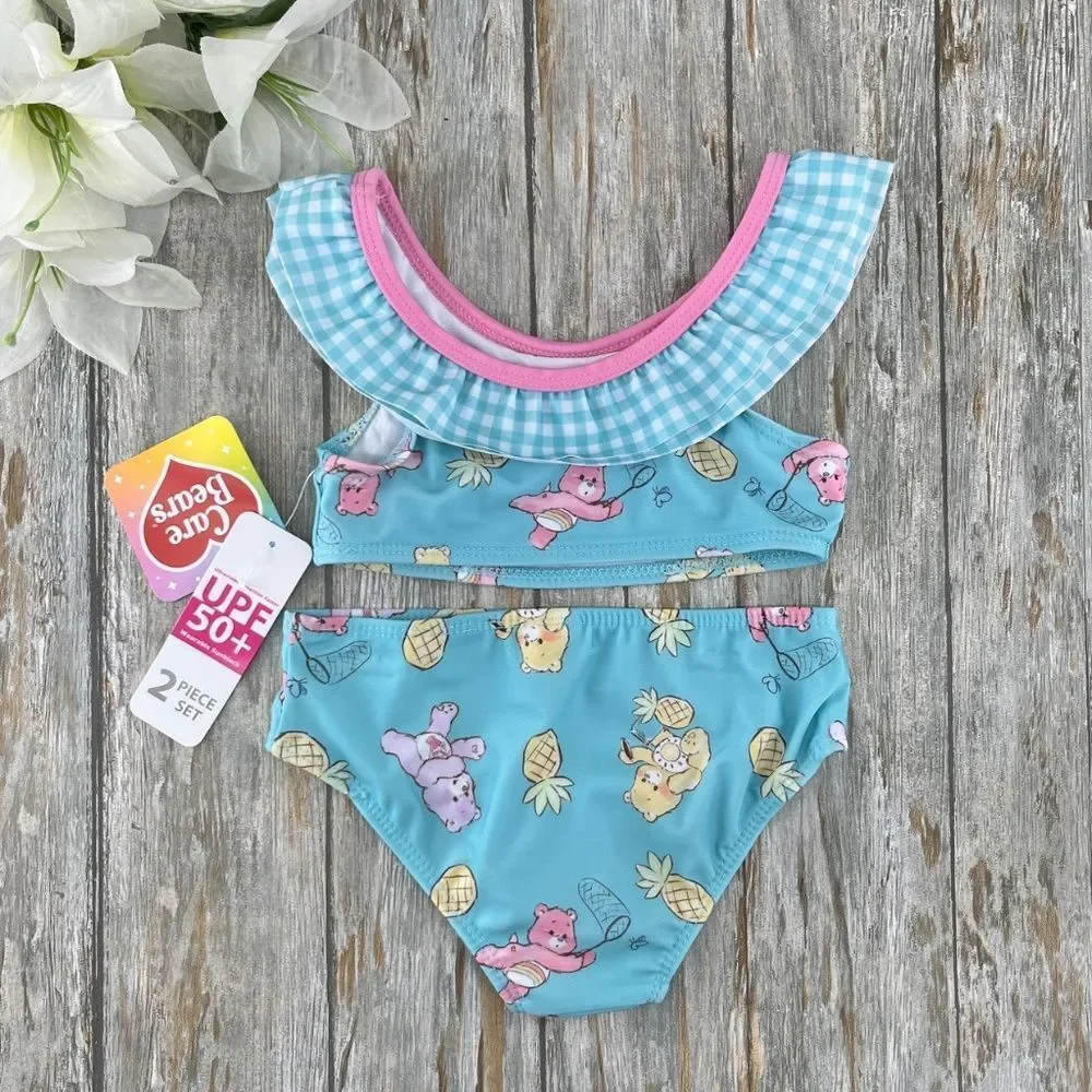 Toddler Girl Care Bears Ruffle Bikini Swimsuit Two-Piece, Size 4T
